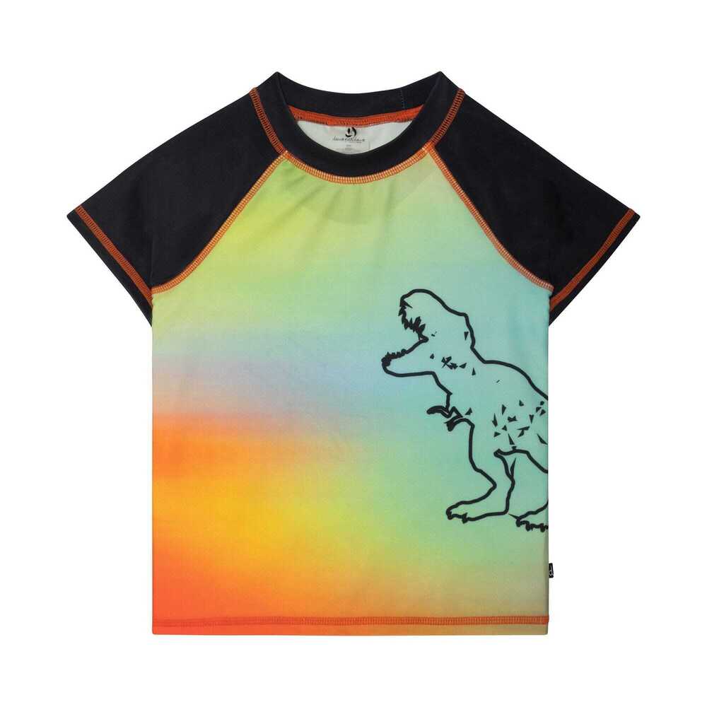 Short Sleeve Rashguard Multicolor Dinosaur Print - 3/4